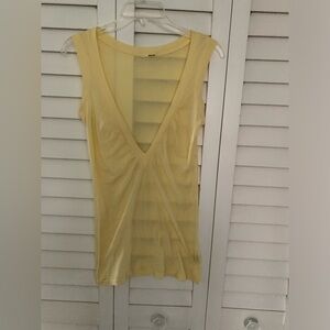 LAMade Yellow Tank/Tunic Deep V Neck Size Small